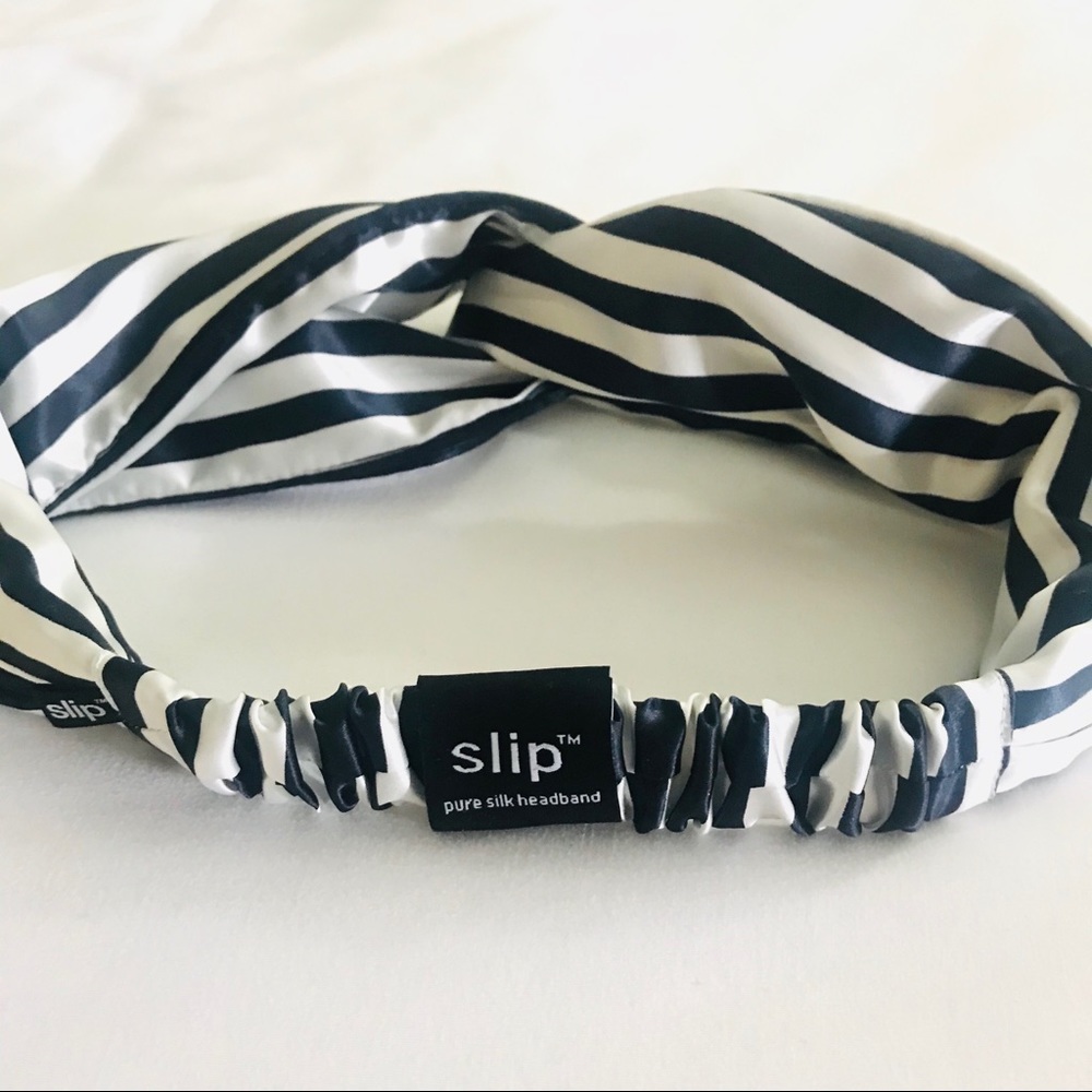 SLIP 100% Silk twist navy headband